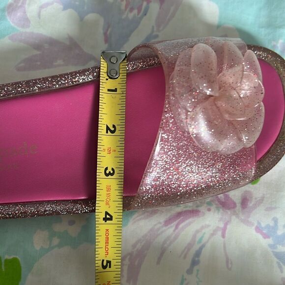 Kate Spade Jelly Slides Glitter Pink Flower - 8 - Picture 11 of 12